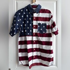 Red Head | Men’s 4th of July American Flag button up | size M